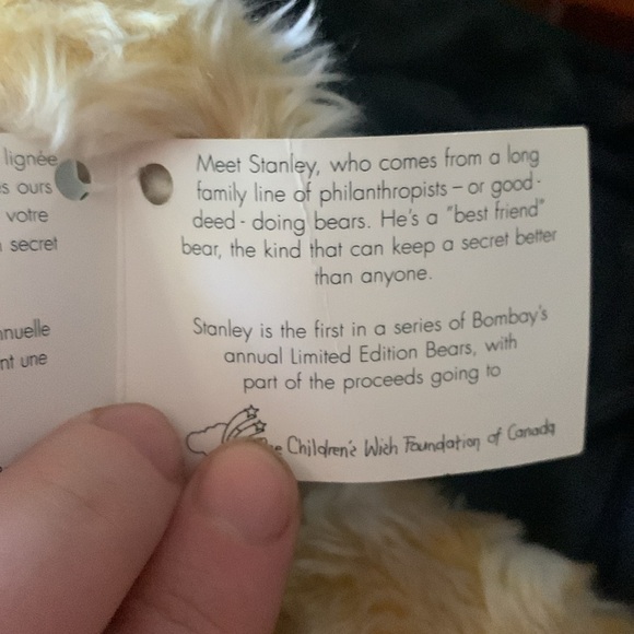 Limited Edition Bombay Teddy Bear Stanley Children’s wish foundation NWT - Picture 2 of 4